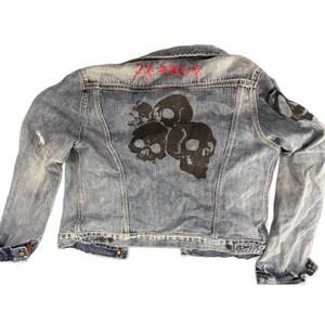 The Great Wall x 7 for All Mankind Denim Skull Jacket Large